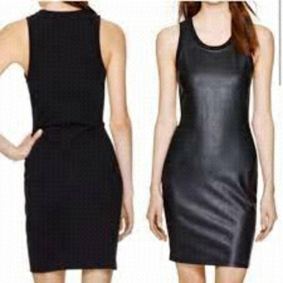 Aritzia Dresses & Skirts - ARITZIA WILFRED FREE BEHATI BLACK FAUX LEATHER SLEEVELESS BODYCON MINI DRESS - S